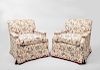 Pair of Cotton Upholstered Armchairs