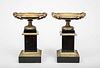 Pair of Charles X Style Brass and Black Marble Tazzas
