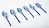 Set of Six Modern Chinese Blue and White Porcelain Soup Spoons