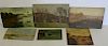 Lot Of 6 Oil On Board Paintings