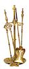 A Set of French Gilt Bronze Fireplace Tools Height of stand 29 5/8 inches.
