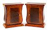 A Pair of Art Deco Style Parquetry Side Cabinets Height 27 x width 24 x depth 13 inches.