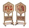 A Pair of Egyptianesque Marquetry Flip-Top Tables Height 26 x width 16 inches.