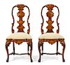 A Pair of Dutch Marquetry Side Chairs Height 43 inches.