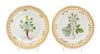 * Two Royal Copenhagen Flora Danica Porcelain Salad Plates Larger example: diameter 8 7/8; smaller example: diameter 8 3/4 inche