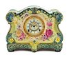 * A Royal Bonn Porcelain Mantel Clock Height 11 1/2 x width 14 x depth 4 1/2 inches.