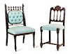 Two Continental Side Chairs Height of tallest 38 x width 21 x depth 20 inches.