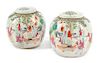 A Pair of Chinese Porcelain Covered Jars Height 9 inches.