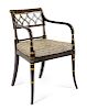 A Regency Painted and Parcel Gilt Armchair Height 32 inches.