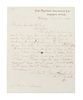 BURNSIDE, AMBROSE. Autographed letter signed, one page, November 16, 1858.
