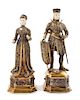 A Pair of German Silver-Gilt and Hardstone Mounted Figures, Maker's Mark IFS, 20th Century, depicting a queen and king.