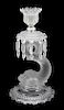 A Baccarat Glass Candlestick Height 23 inches.