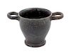 * A Greek Pottery Black Slip Decorated Wine Cup Diameter 5 1/2 inches.