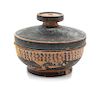 * A Greek Pottery Lidded Bowl Diameter 3 inches.