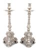 A Pair of English Silverplate Candlesticks Height 17 inches.