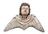 An Italian Painted Terracotta Winged Putti Head Height 13 x width 18 inches.
