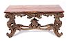 An Italian Baroque Style Console Table Height 35 x width 70 x depth 30 1/2 inches.