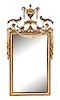 A Neoclassical Style Painted and Parcel Gilt Mirror Height 47 x width 23 1/2 inches.