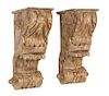 A Pair of Italian Carved Faux Marble Painted Wood Wall Mounts Height 28 x width 10 inches.