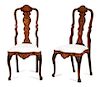A Pair of Dutch Marquetry Inlaid Side Chairs Height 44 1/2 inches.