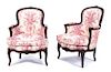 A Pair of Louis XV Style Bergeres Height 36 inches.
