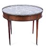 A Louis XVI Style Gueridon Bouillotte Table Height 29 1/2 x diameter 36 inches.