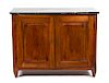 A French Provencial Fruitwood Cabinet with Black Marble Top Height 41 x width 52 x depth 25 inches.