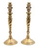 A Pair of Brass Figural Candlesticks Height 13 3/4 inches.