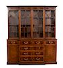 A George III Style Mahogany Breakfront Secretary/Cabinet Height 84 1/2 x width 74 x depth 17 3/4 inches.