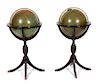 A Pair of Terrestial and Celestial Globes in Mahogany Tripod Stands Height 33 inches.