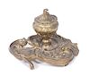 A Victorian Brass Inkwell Height 3 3/4 inches.