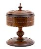 An English Inlaid Walnut Chip Holder Height 13 1/4 x diameter 9 inches.