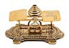 An English Brass Postal Scale Height 6 x width 9 x depth 5 inches.