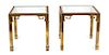 A Pair of Gilt and Silvered Metal Side Tables Height 24 x width 24 1/2 x depth 24 1/2 inches.