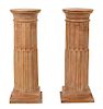 A Pair of Terra-Cotta Fluted Columnar-Form Pedestals Height 37 x diameter 12 1/2 inches.