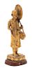 A Thai Gilt Lacquered Wood Figure of Standing Buddha Height 8 inches.