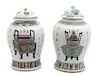 A Pair of Chinese Porcelain Covered Jars Height 16 1/4 inches.