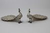 Pair of Gorham Sterling Silver Peacock Dishes