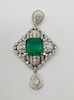 18K White Gold, Emerald & Diamond Pendant