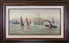 Signed, Early 20th C. Harbor Scene Painting