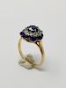 Sapphire & Diamond Enameled Gold Ring