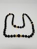 Carved Onyx & Gold Bead Necklace