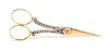 A Pair of Continental Enameled Gilt Metal Scissors, Length 4 1/8 inches.
