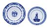 Two Chinese Export Blue and White Porcelain Plates