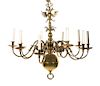 William & Mary Style Brass Ten-Light Chandelier Height approximately 36 x diameter approximately 38 inches.