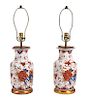 A Pair of English Ironstone Japan Pattern Vases Mounted as Lamps