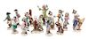 A Meissen Porcelain Fifteen-Piece Assembled Monkey Band Height of largest 7 inches.