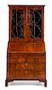 A George II Burl Walnut Secretary Bookcase Height 81 1/4 x width 39 x depth 23 inches.