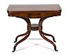 A Regency Grain-Painted and Brass-Inlaid Rosewood Card Table