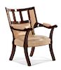 A Directoire Style Leather-Upholstered Mahogany Armchair